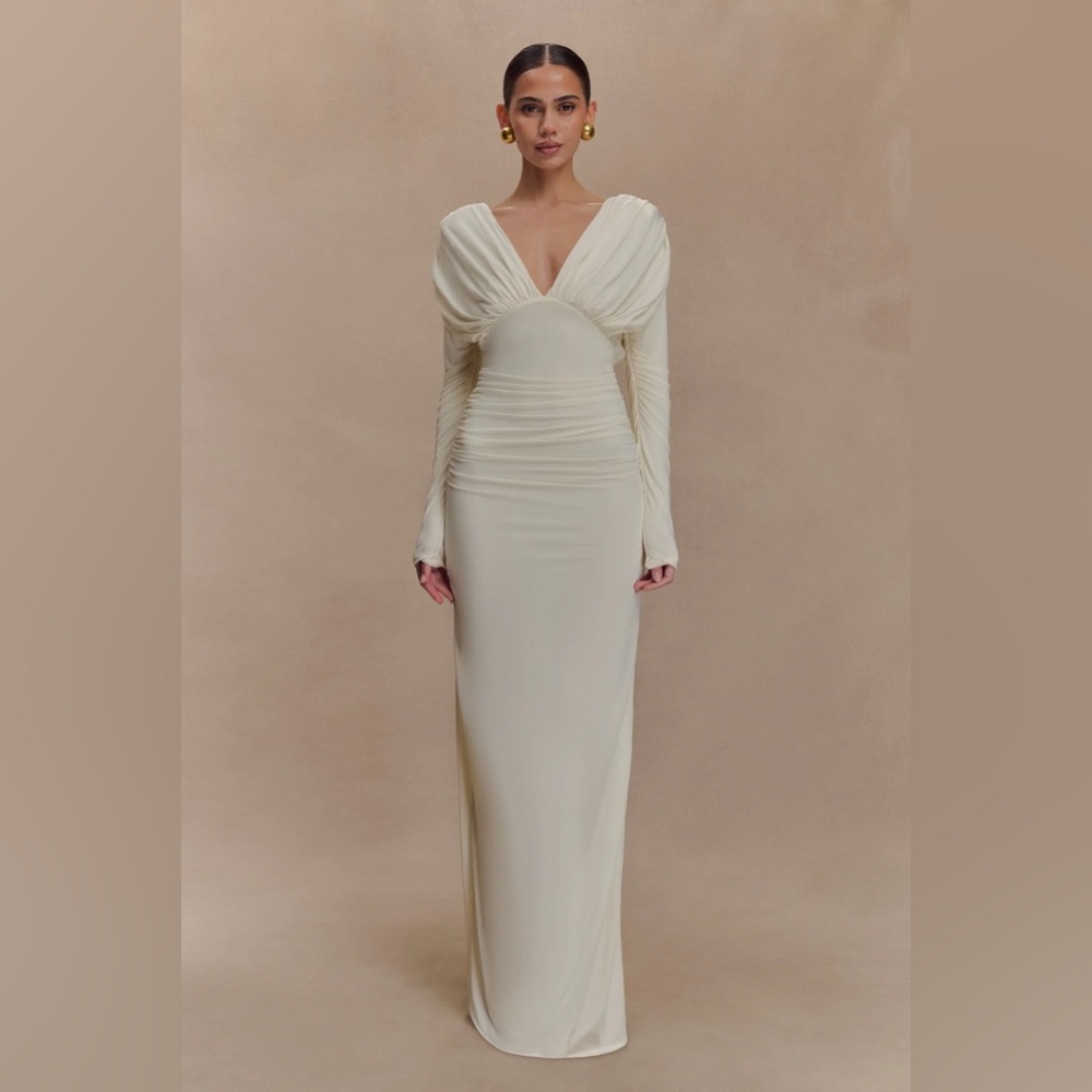 Meshki Cream Long Sleeve Dress